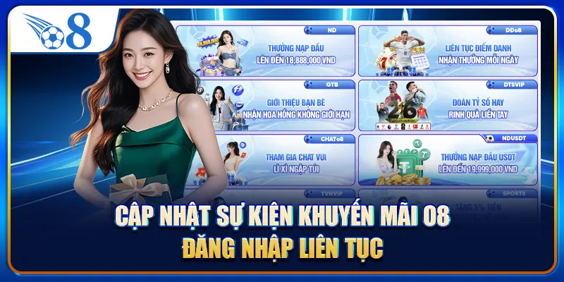 Cập nhật sự kiện khuyến mãi O8 đăng nhập liên tục